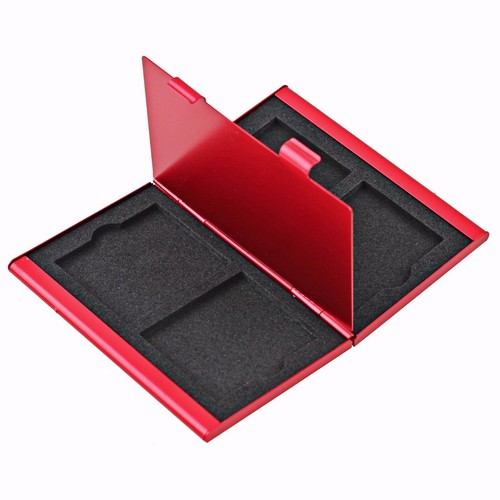 Red aluminum memory card case - aluminum,